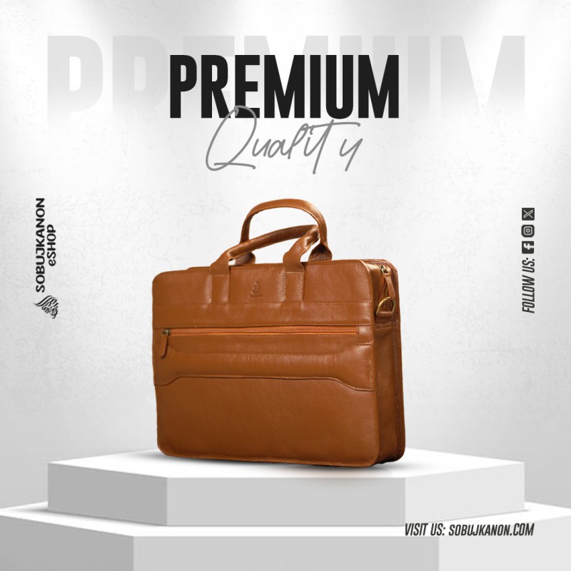 SOTABDHI PREMIUM LAPTOP BAG | SOBUJKANON | MEDIUM CHOCOLATE